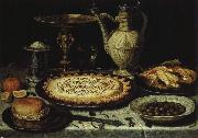 PEETERS, Clara bord med paj,vit och oliver oil painting on canvas